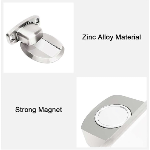 Vahva magneettinen ovenpysäytin, metallinen ovenpysäytin, kestävä ovikiinnike 3M-itseliimautuvalla piilotetulla ruuvilla, lattiaan asennettava - [DB] Silver