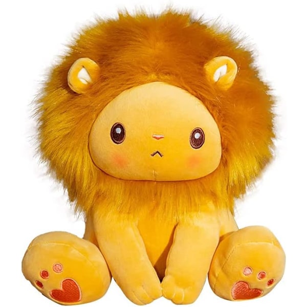 Leijonatäytetyt eläinhahmopehmo, istuva leijona söpö halaava tyynypehmo, kawaii täytetyt eläinlelut lahja lapsille/pojille/tytöille