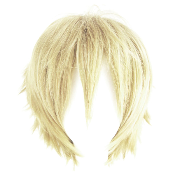 Lyhyt anime-cosplay-peruukki miehille, säädettävä, korkean lämpötilan kuitu, sopii juhliin Light Golden