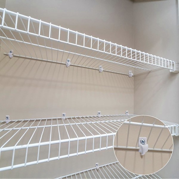 Wire shelf loop clips - 20 stk hvite nedveggklips for hyller i skap [DB]