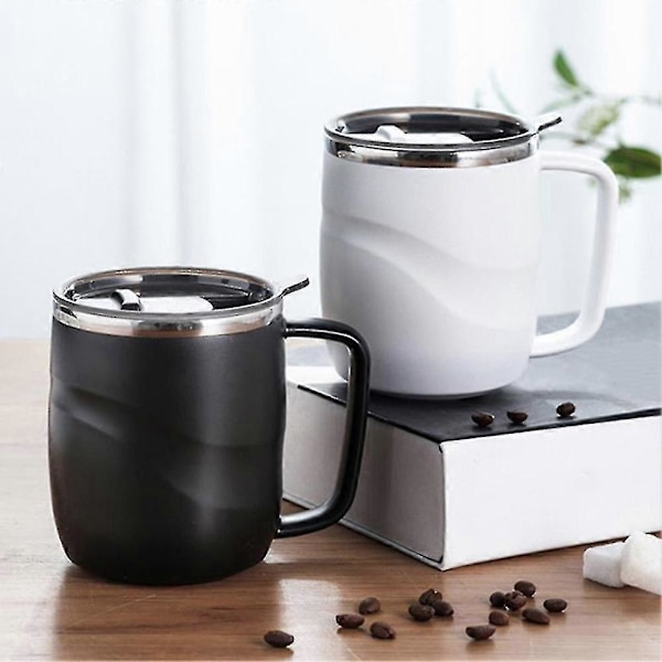 Rostfri Isolerad Mugg Med Skjutbart Lock Och Handtag (vit) db