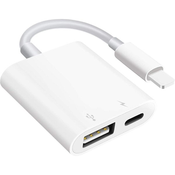 USB-kameraadapter med laddningsport, bärbar USB-hona OTG-adapter kompatibel med iPhone iPad, iPad till USB-adapter Plug and Play stödjer DB