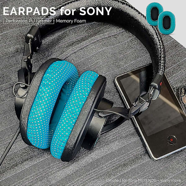 Ersättning öronkuddar för Sony Mdr 7506, V6 &cd900st med minnesskum öronkudde &lämplig för andra on-ear-hörlurar (turkos) {DB