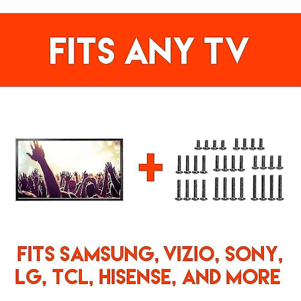 Universellt monteringskit för TV, kompatibelt med alla TV-apparater upp till 80 tum, inklusive Samsung. Paketet innehåller M4, M5, M6 och M8 TV-skruvar db