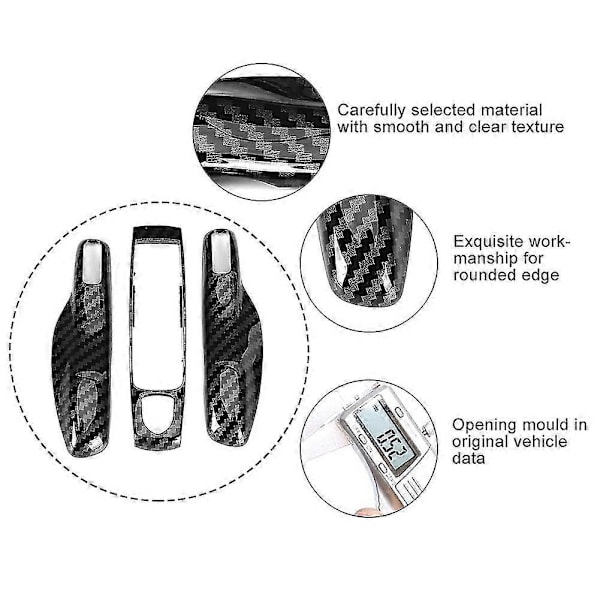 3 stk. Kulfiber-stil Bilnøgle Trim Dæksel Passer Til Porsche Cayman/macan/boxster db