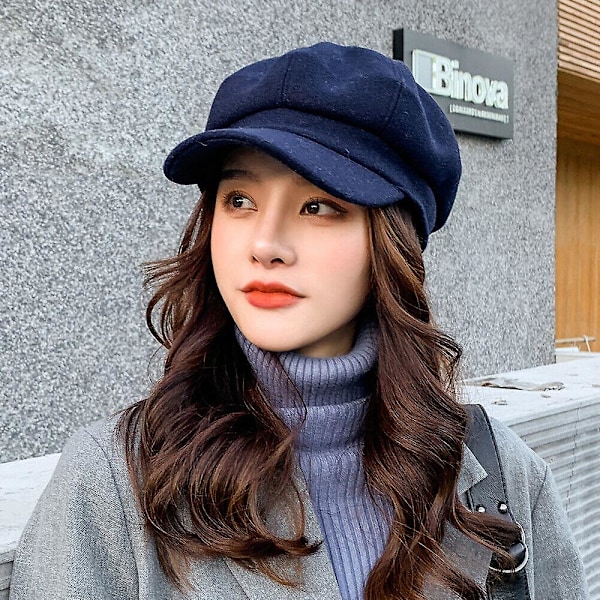 Dam Vintage Baker Boy Keps Plattkeps Beret Hatt Vinter Newsboy Hatt db Light blue
