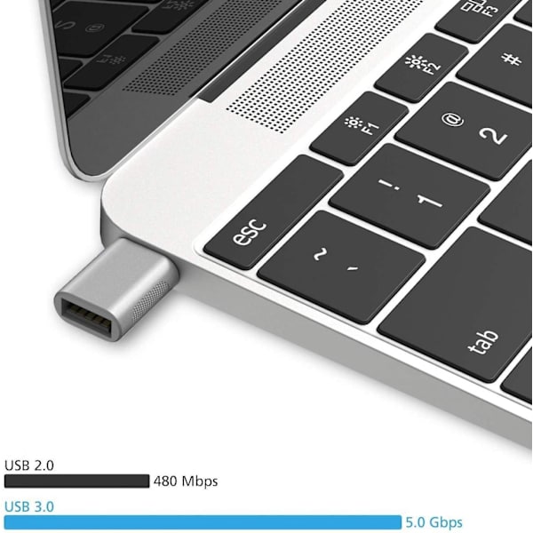 USB-C til USB-adapter, USB-C til USB 3.0 adapter, USB Type-C til USB, til USB-hunadapter (sølv) DB