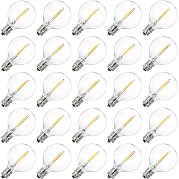 25 Pak G40 Globe LED Pærer E12 Edison Sockel 2200k Varmt Hvid Udskiftningspære [DB]