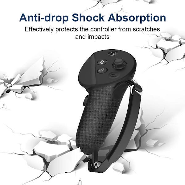 Silikonbeskyttelse Skin Håndtak Grep Etui med Justerbar Stropp For Quest Pro [DB] Black