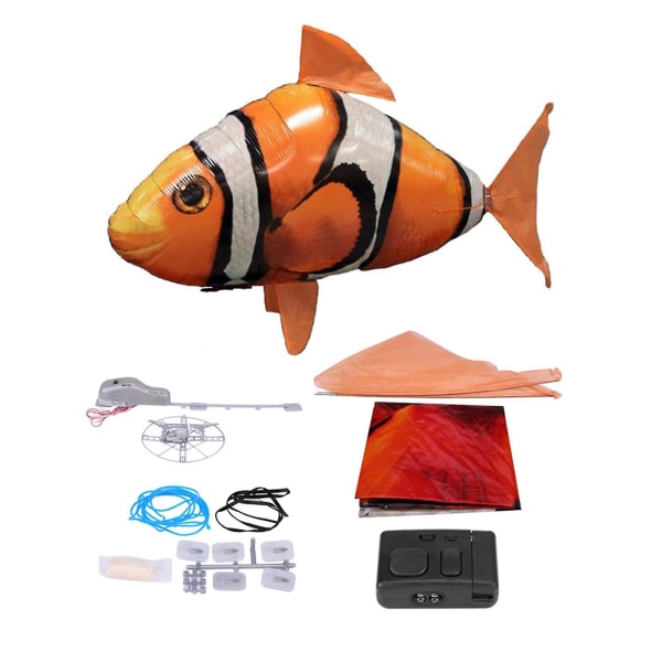 Fjernbetjening Flying Shark Oppustet Rc Oppustelig ballon Legetøj Kids Gift db Orange Clownfish