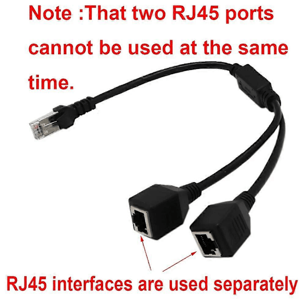 RJ45 1 Uros naar 2 Naaras Liitäntäportti LAN Ethernet Verkon Jakaja Y Vakaa Siirto Cat5e Cat5 Cat6 Helppo Sovitin Kaapeli [DB]