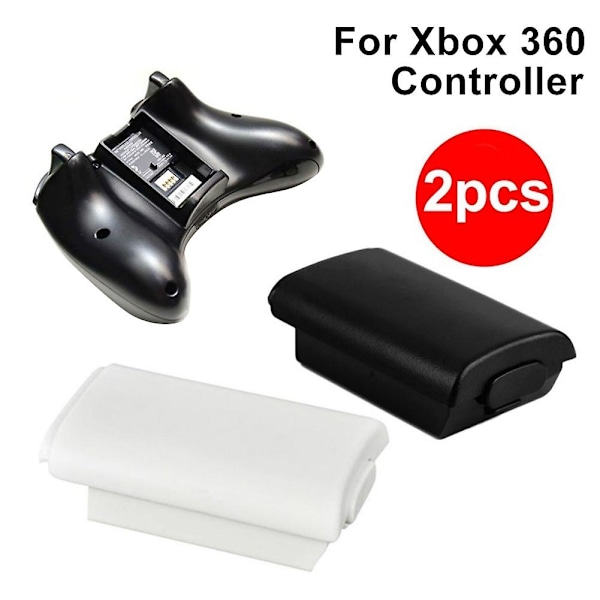 Fornnerg 2 stk. AA Batteri Plastik Hård Bagside Cover Case Beskytter Kompatibel Xbox 360 Controller db Black