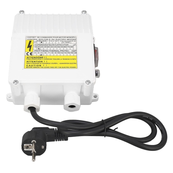 Brunnpumpskontrollbox 370w dränkbar pump extern strömbrytare med thermal skydd för hushållsindustri [dB} EU Plug 220V