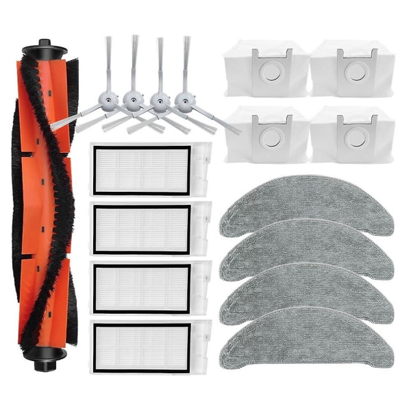 For Xiaomi Roidmi Eve Plus SDJ01RM Robot Vacuum Reservedeler Tilbehør Hoved Sidebørste Hepa Filter Mopp Støvpose [DB] As Shown