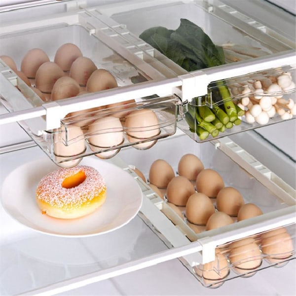 Eggholder for kjøleskap, eggoppbevaringsskuff for kjøleskap, minikjøleskuff arrangør trekk