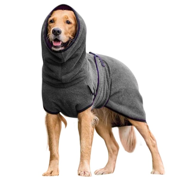 Hundeklær i fleece, valpehåndkle, badekåpe, tørkefrakk, nattøy, klær [DB] Dark Grey M