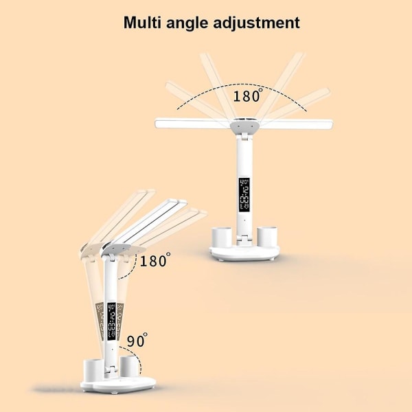 Led bordslampa, multifunktionsbordslampa med kalender, USB touch nattlampa med pennhållare för läsning i sovrummet [DB] Rechargeable -- 3200 mAh