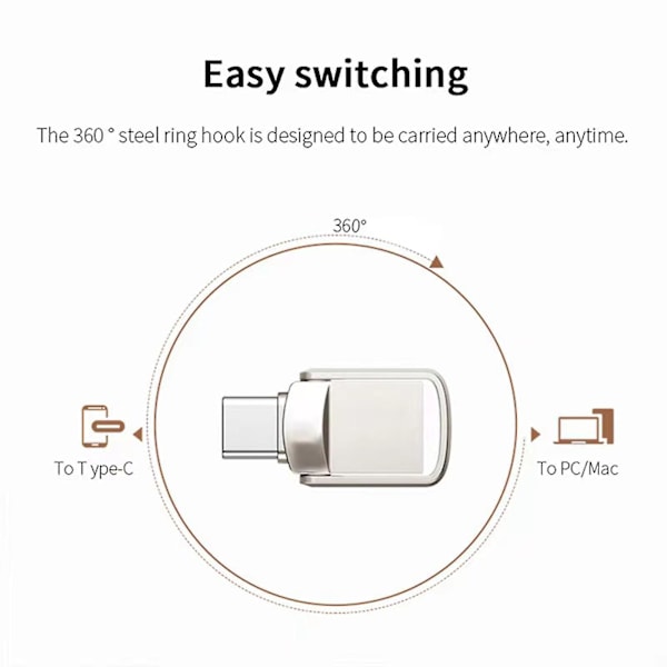 1TB 2TB Typ C USB 3.0 Flash Drive USB-minne Minnessticka För PC Laptop [DB]