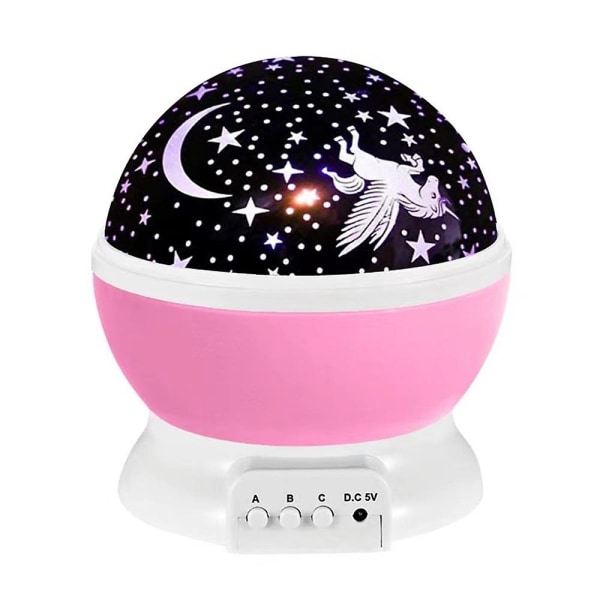 Unicorn Star Roterende Led Nattlys Projektor Baby Barn Nattbord Lampe Stjernehimmel Usb/batteri Julegave [DB] Pink