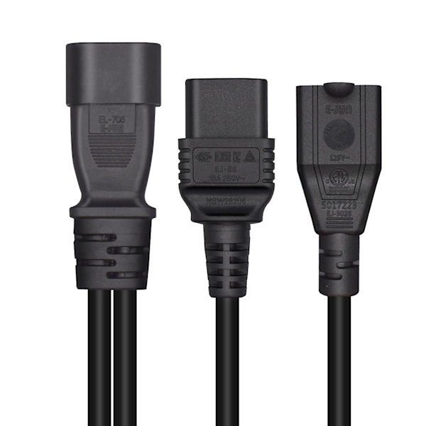 Y-splitter strømkabel C14 til C19+5-15r konnektoradapter ledning strømledning [DB]
