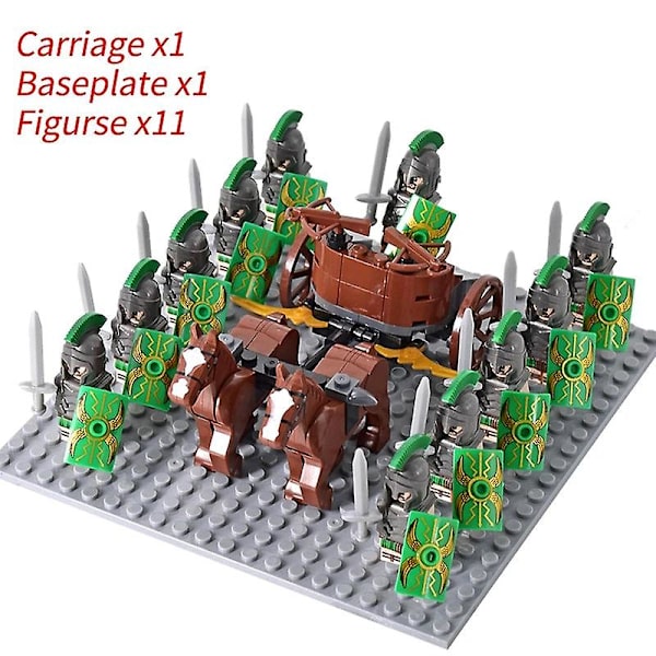 Mini actionfigurer af middelalderlige riddere, byggeklodser, romersk vogn, karet, soldat, krigshest, klodser, legetøj til børn, gave Db Set 37