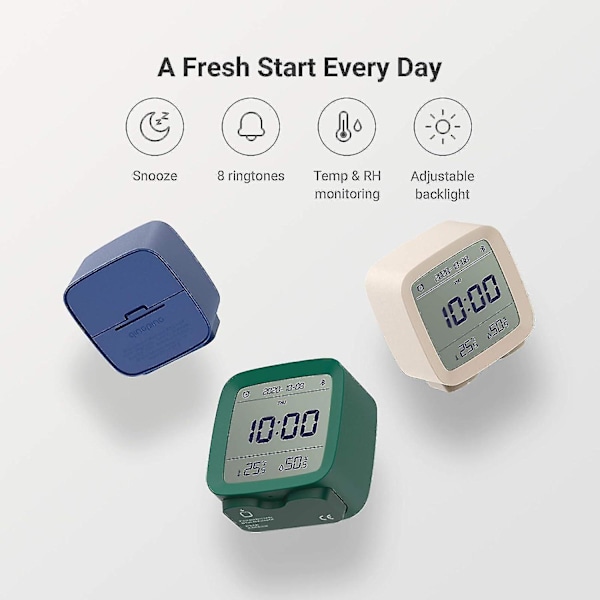 Qingping Smart Bluetooth Digital Väckarklocka med Flera Alarm, Batteridriven Liten Väckarklocka med Temperatur och Luftfuktighet {DB} blue