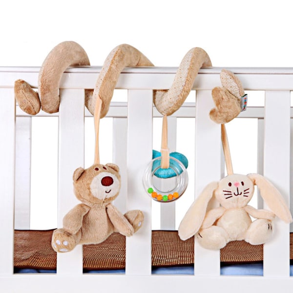 Spiral plysch hängande leksak för spjälsäng Bil för sätesvagn Interaktiv björn för docka Härligt hänge baby 3/6/9 månader+ Tänder