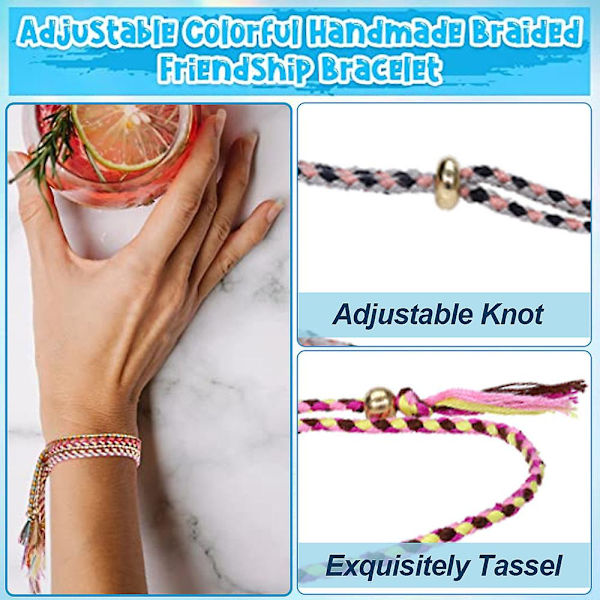 10 flettede armbånd til tenåringsjenter, justerbart jenteflettet armbånd i vennskap for kvinner, smykker til menn (stil 3)