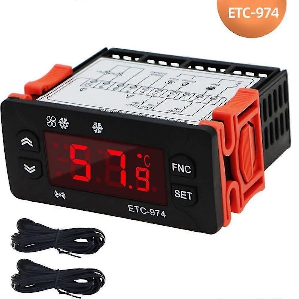 Etc-974 Digital Temperaturkontroller Mikrodatamaskin Termostater Termostat Kjølealarm 220 [DB]