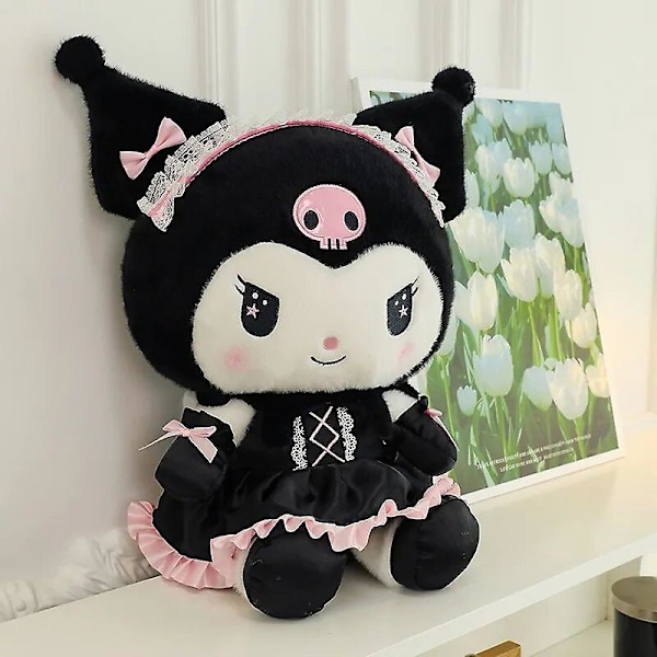 Søt Kuromi Plysj Leke 60cm Tegneserie Svart Skjørt Uniform Kuromi Anime Plysjdukke Supermyk Sofa Sovepute [DB] Kuromi 35cm