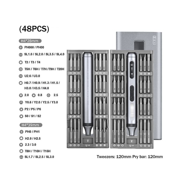 50-i-1 elektrisk skruvmejselsats, reparationsverktygssats med fodral för elektronik, spelkonsol, klocka, surfplatta
