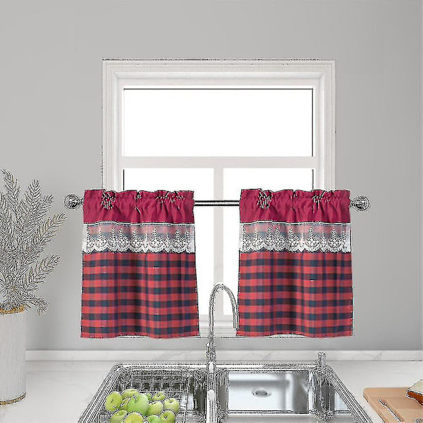 Keittiökaihtimet sisustus Ikkunaverho Luxury Cafe Valance Topper Drapes A db Wine Red 130cmx41cm
