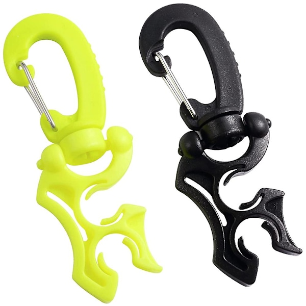 2 Pakker Scuba Slangeklips Scuba Dykking Slangeholder Klips, Dobbel BCD Slangeholder med Snapspenne [DB] As shown