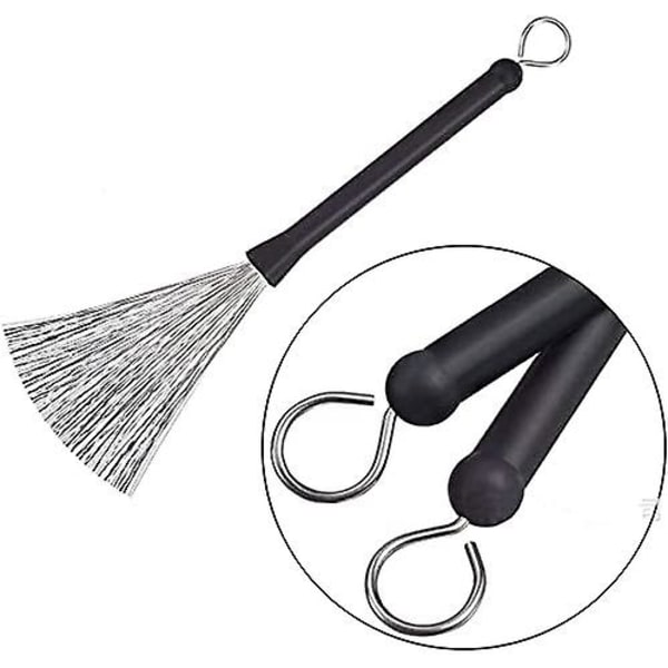 Retractable Drum Brushes With Rubber Handles For Jazz Drumming