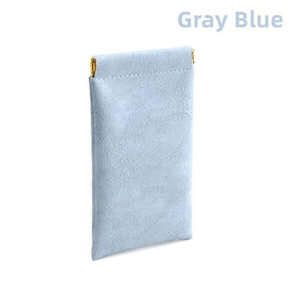 Blød PU Læder Brille Opbevaringspose Solbrille Etui Bærbar Vandtæt Pose 2 stk db Blue