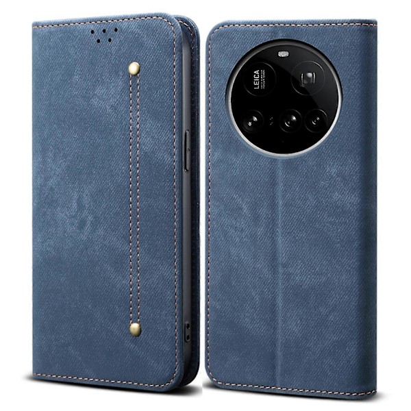Xiaomi 15 Ultra -kotelo, farkkukangaskuvio, naarmuuntumaton nahkainen jalustallinen puhelinkotelo - Kahvi [DB] Multicolor Blue