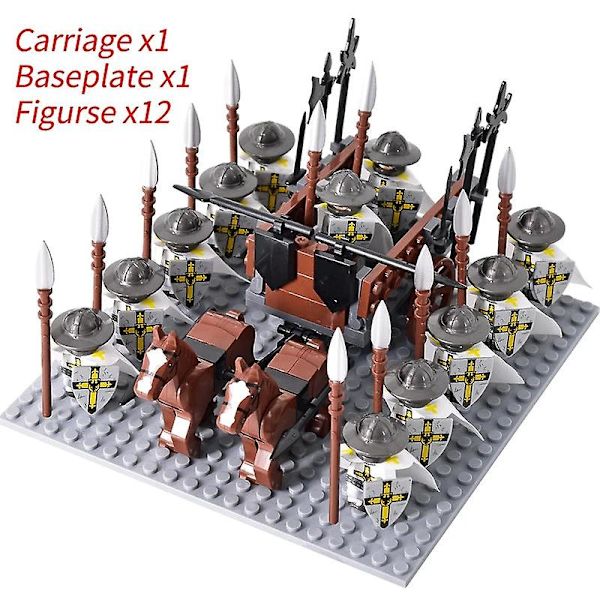 Medeltida riddare mini actionfigurer byggklossar romersk vagn vagn soldat krigshäst tegel leksaker för barn gåva Db Set 54