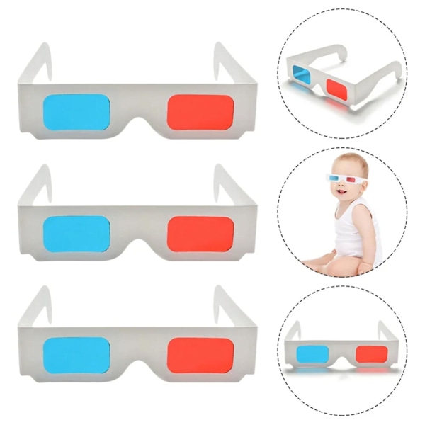 10/50/100 Par 3D-glasögon Anaglyf Bilder Vikbar Design Röda/Blå Filter Pappersglasögon Modeaccessoarer {db} 100pcs