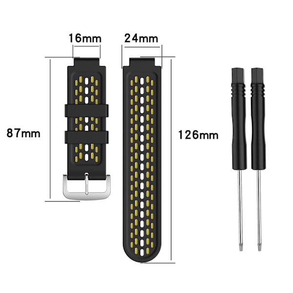 Garmin Approach S2 / S4 -kelloille silikoninen ranneke [DB] Black Yellow