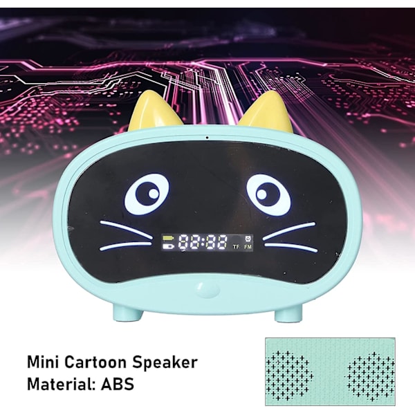 Mini Multifunktionell Cartoon Högtalare, Barn Söta Kattunge Öron Design Digital Väckarklocka, FM Radio, Dubbla Bakre Högtalare Bluetooth Minneskort [DB]