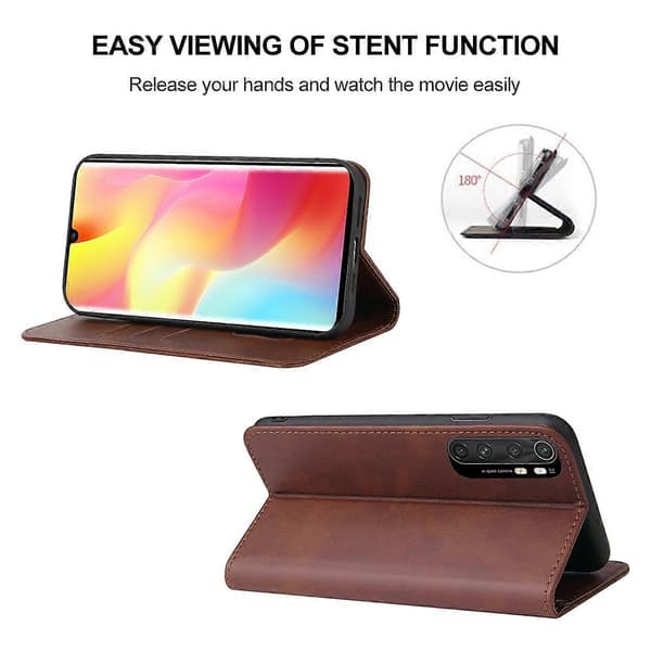 Magnetiskt läderfodral för Xiaomi Mi Note 10 Lite [DB] Brown