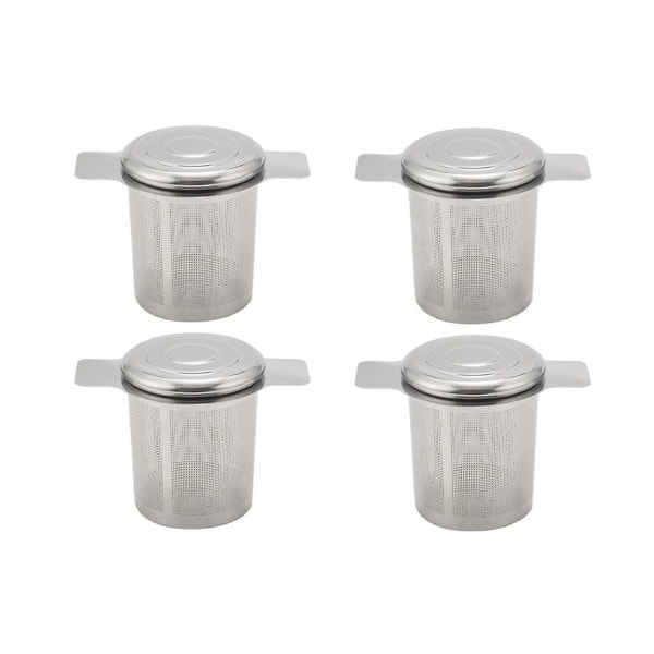 4 stk løse blade te-filtre, te-kurvfiltre i rustfrit stål te-sil stejler til at hænge på [DB]