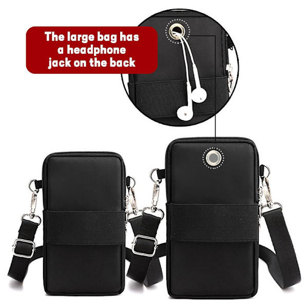 19 cm mobiltelefon plånbok crossbody väska mode sport axelväska armbandsväska telefonfodral väska för kvinnor män presenter DB Black