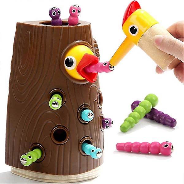 Leksaker för att mata fåglar med insekter - Magnetisk leksak för åldrarna 2-4, kognitiv, fysisk och emotionell utvecklingslek DB