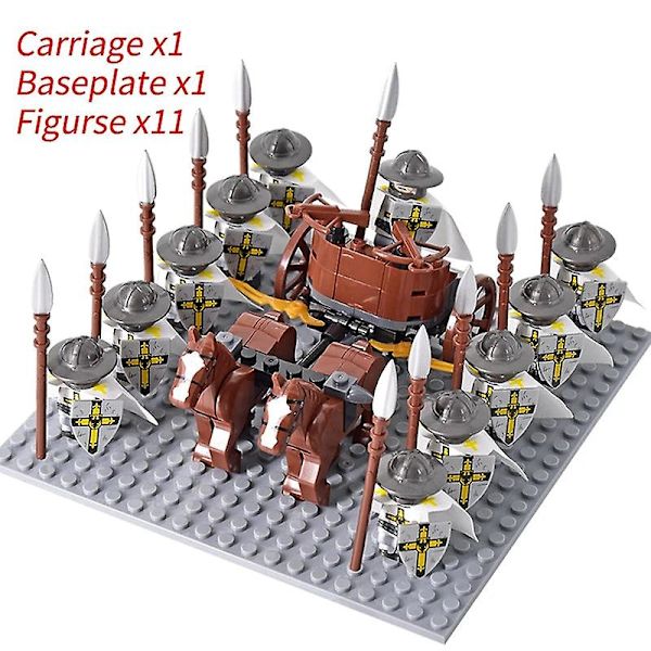 Middelalderlige riddere mini actionfigurer byggeklodser romersk stridsvogn vogn soldat krigshest mursten legetøj til børn gave Db Set 40