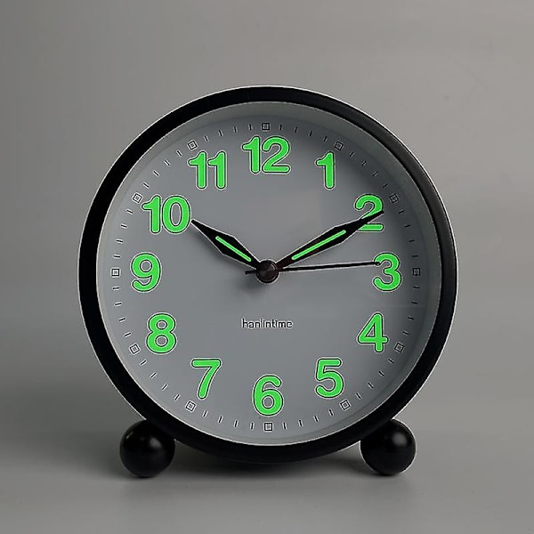 Tyst väckarklocka - Tickfri analog väckarklocka med varmt ljus - Minimalistisk rund db