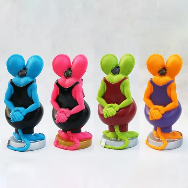 Modell leketøy Rotte Fink Design Dekorasjon PVC Hode Crazy Mouse Actionfigur for barn Db Plating+Red