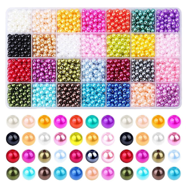 1960 Perler, 6mm 28 Farver Multifarvede Perler Løse Perler DB