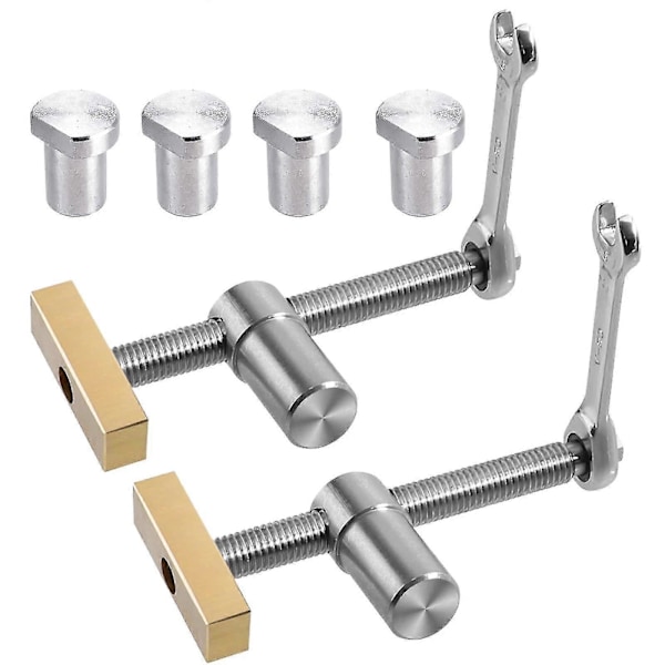 2-pack snabbspännande bordsbänksklampar med 4 bänkstöd för 20 mm hål, DIY positioneringsarbetsbänkstopp och snabbklampar för 20 mm hål-CE db