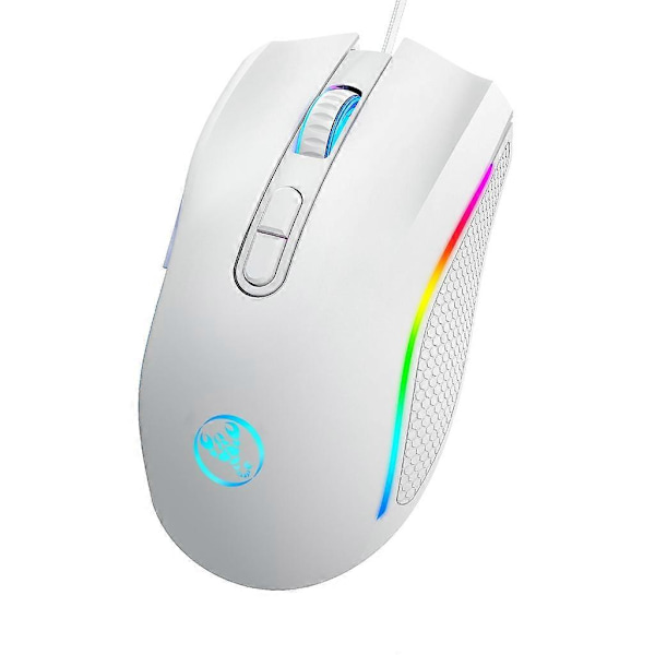 Cord Gamings Mus, PC Mus Andning RGB LED Precisions Justera 3200DPI db White